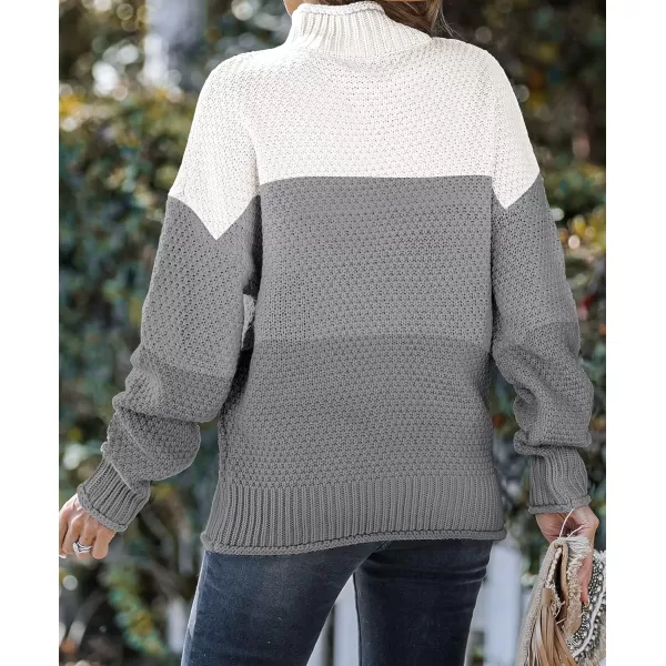 ZESICA Womens 2024 Turtleneck Batwing Sleeve Loose Oversized Chunky Knitted Pullover Sweater Jumper TopsBcharcoal