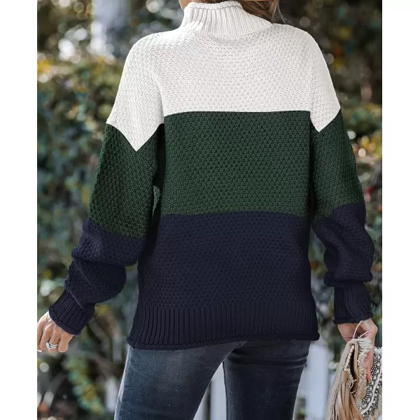 ZESICA Womens 2024 Turtleneck Batwing Sleeve Loose Oversized Chunky Knitted Pullover Sweater Jumper TopsBgreen