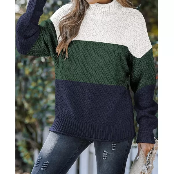ZESICA Womens 2024 Turtleneck Batwing Sleeve Loose Oversized Chunky Knitted Pullover Sweater Jumper TopsBgreen