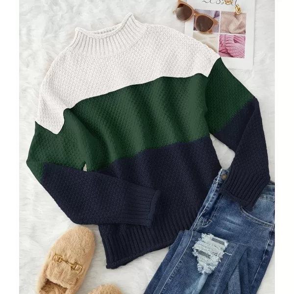 ZESICA Womens 2024 Turtleneck Batwing Sleeve Loose Oversized Chunky Knitted Pullover Sweater Jumper TopsBgreen