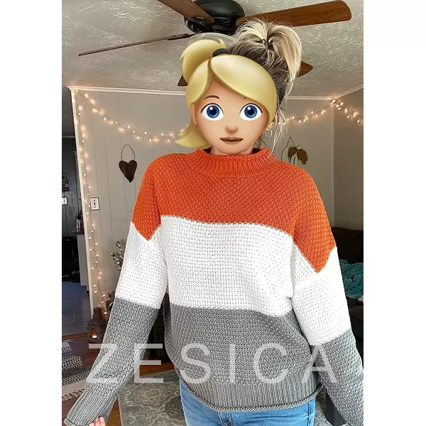 ZESICA Womens 2024 Turtleneck Batwing Sleeve Loose Oversized Chunky Knitted Pullover Sweater Jumper TopsBorange