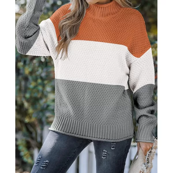 ZESICA Womens 2024 Turtleneck Batwing Sleeve Loose Oversized Chunky Knitted Pullover Sweater Jumper TopsBorange