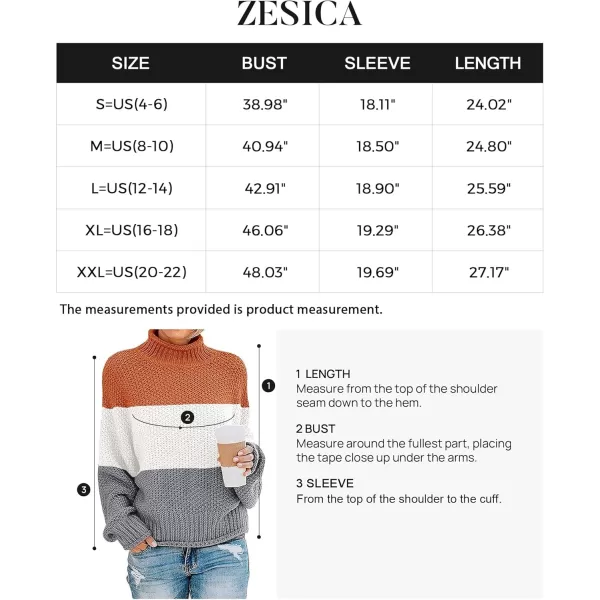 ZESICA Womens 2024 Turtleneck Batwing Sleeve Loose Oversized Chunky Knitted Pullover Sweater Jumper TopsBorange