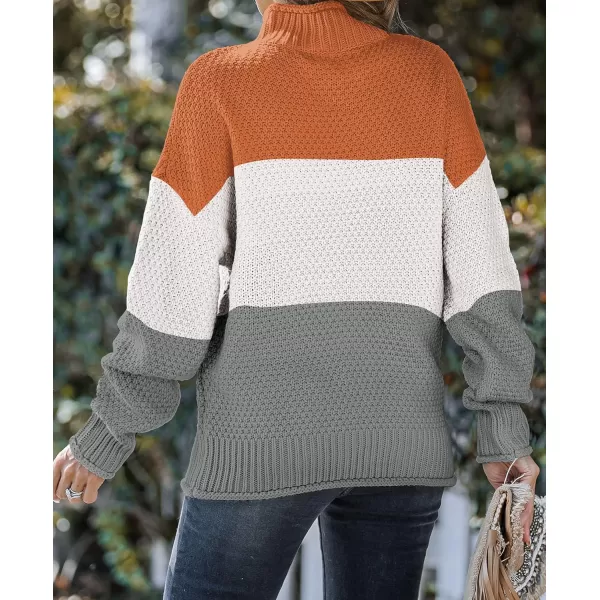 ZESICA Womens 2024 Turtleneck Batwing Sleeve Loose Oversized Chunky Knitted Pullover Sweater Jumper TopsBorange
