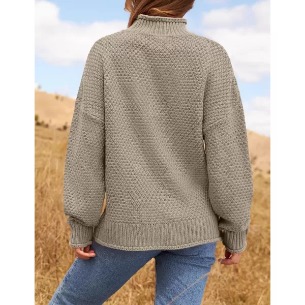 ZESICA Womens 2024 Turtleneck Batwing Sleeve Loose Oversized Chunky Knitted Pullover Sweater Jumper TopsCamel