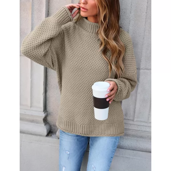 ZESICA Womens 2024 Turtleneck Batwing Sleeve Loose Oversized Chunky Knitted Pullover Sweater Jumper TopsCamel