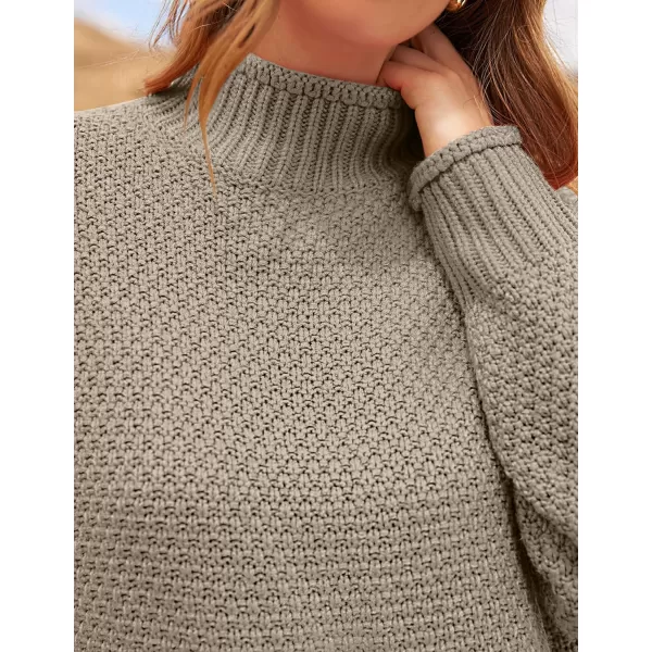 ZESICA Womens 2024 Turtleneck Batwing Sleeve Loose Oversized Chunky Knitted Pullover Sweater Jumper TopsCamel