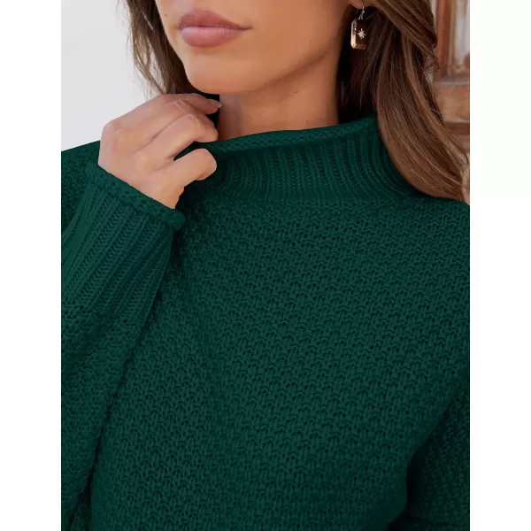 ZESICA Womens 2024 Turtleneck Batwing Sleeve Loose Oversized Chunky Knitted Pullover Sweater Jumper TopsForestgreen
