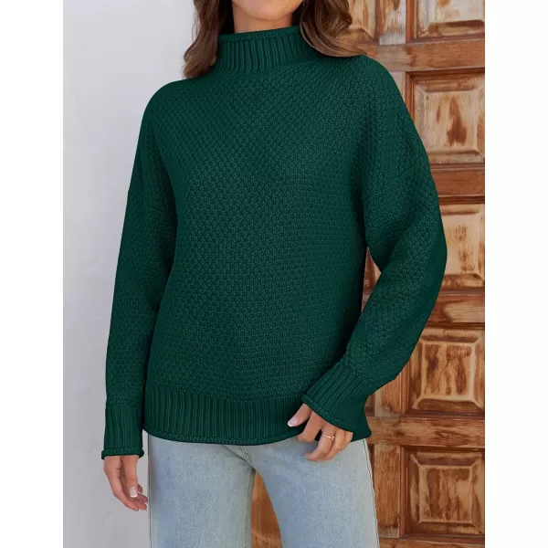 ZESICA Womens 2024 Turtleneck Batwing Sleeve Loose Oversized Chunky Knitted Pullover Sweater Jumper TopsForestgreen