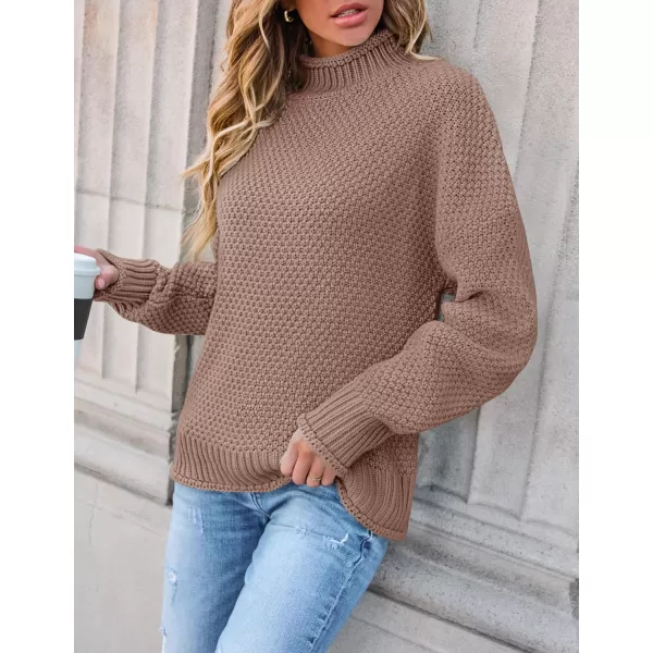 ZESICA Womens 2024 Turtleneck Batwing Sleeve Loose Oversized Chunky Knitted Pullover Sweater Jumper TopsKhaki