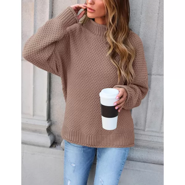 ZESICA Womens 2024 Turtleneck Batwing Sleeve Loose Oversized Chunky Knitted Pullover Sweater Jumper TopsKhaki