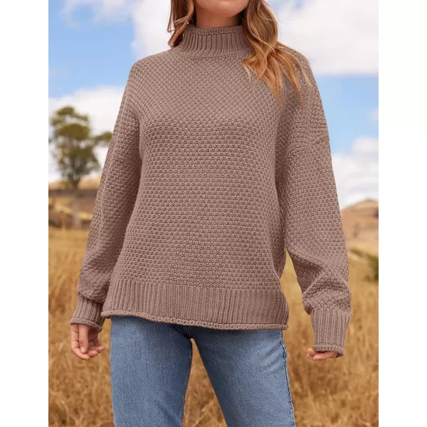 ZESICA Womens 2024 Turtleneck Batwing Sleeve Loose Oversized Chunky Knitted Pullover Sweater Jumper TopsKhaki