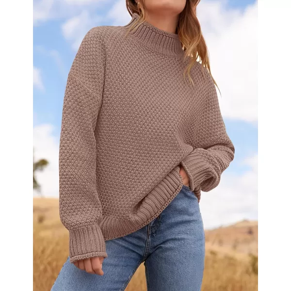 ZESICA Womens 2024 Turtleneck Batwing Sleeve Loose Oversized Chunky Knitted Pullover Sweater Jumper TopsKhaki