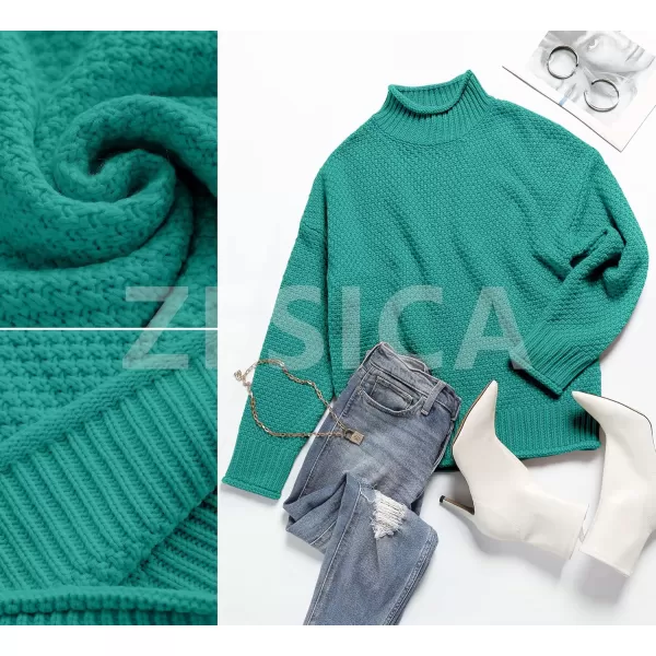 ZESICA Womens 2024 Turtleneck Batwing Sleeve Loose Oversized Chunky Knitted Pullover Sweater Jumper TopsMalachite