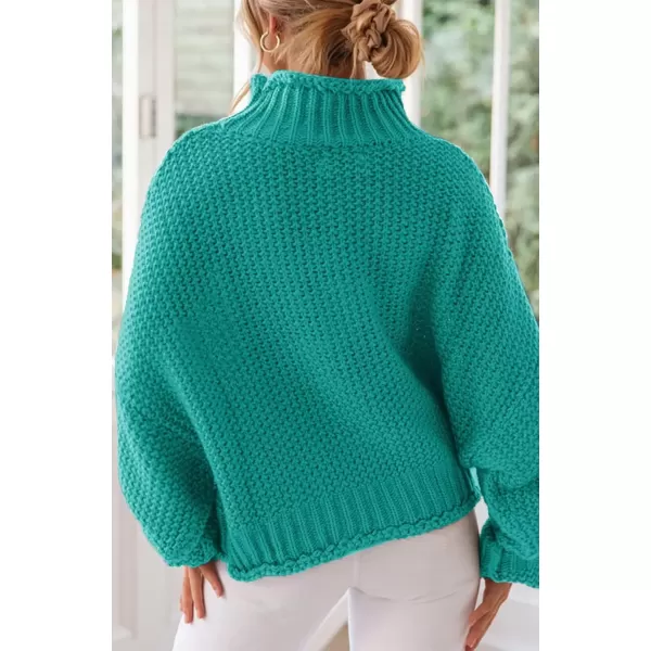 ZESICA Womens 2024 Turtleneck Batwing Sleeve Loose Oversized Chunky Knitted Pullover Sweater Jumper TopsMalachite