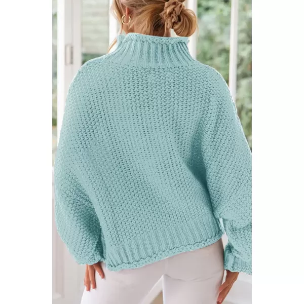 ZESICA Womens 2024 Turtleneck Batwing Sleeve Loose Oversized Chunky Knitted Pullover Sweater Jumper TopsMint