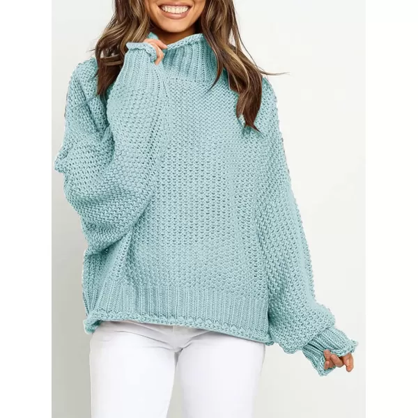 ZESICA Womens 2024 Turtleneck Batwing Sleeve Loose Oversized Chunky Knitted Pullover Sweater Jumper TopsMint