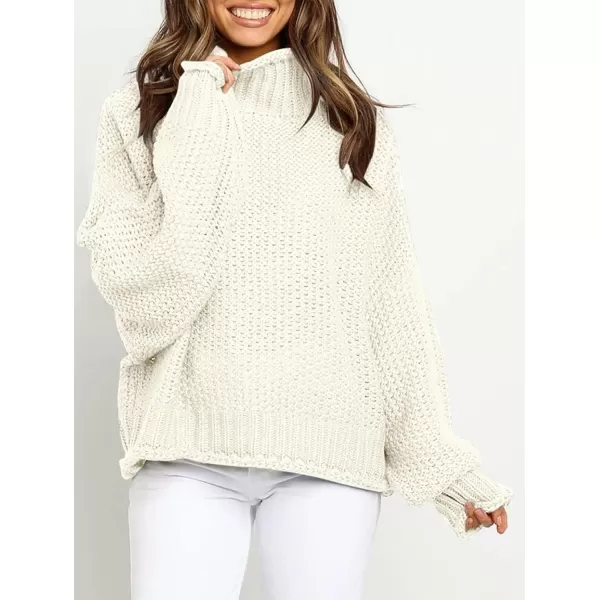 ZESICA Womens 2024 Turtleneck Batwing Sleeve Loose Oversized Chunky Knitted Pullover Sweater Jumper TopsOffwhite