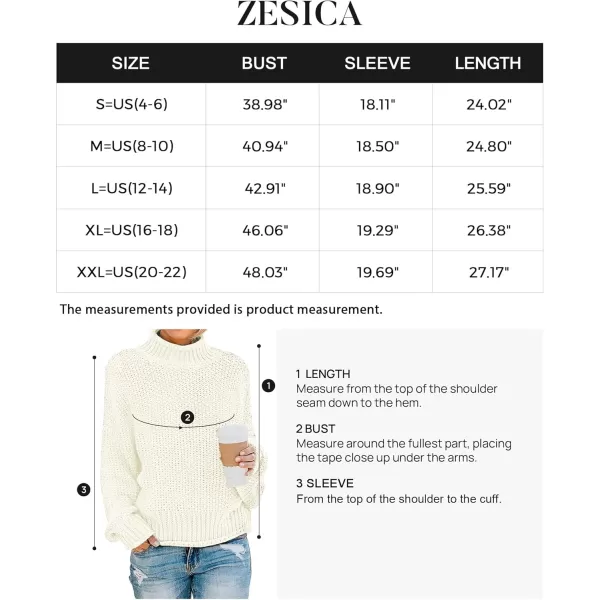 ZESICA Womens 2024 Turtleneck Batwing Sleeve Loose Oversized Chunky Knitted Pullover Sweater Jumper TopsOffwhite