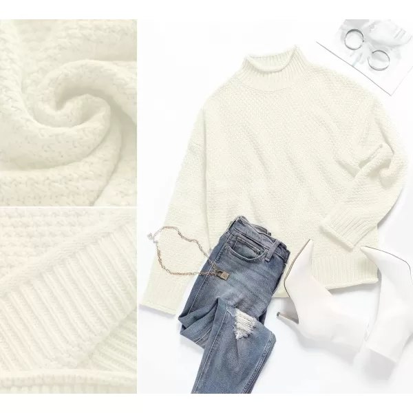 ZESICA Womens 2024 Turtleneck Batwing Sleeve Loose Oversized Chunky Knitted Pullover Sweater Jumper TopsOffwhite