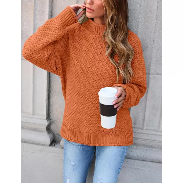 ZESICA Womens 2024 Turtleneck Batwing Sleeve Loose Oversized Chunky Knitted Pullover Sweater Jumper TopsOrange