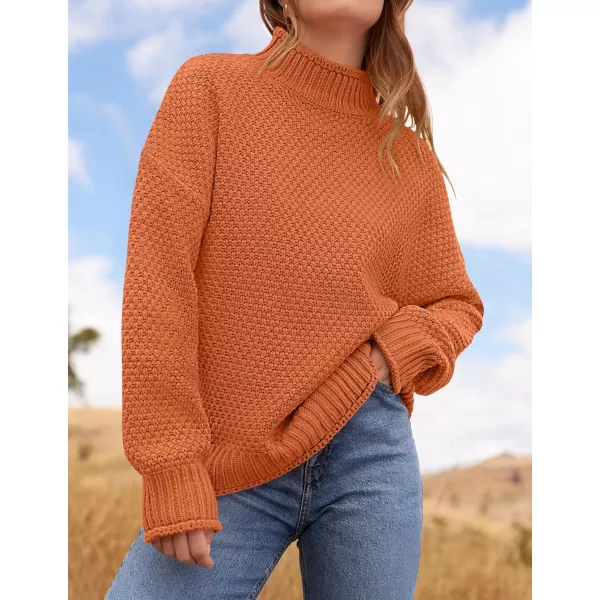 ZESICA Womens 2024 Turtleneck Batwing Sleeve Loose Oversized Chunky Knitted Pullover Sweater Jumper TopsOrange