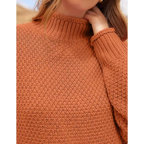 ZESICA Womens 2024 Turtleneck Batwing Sleeve Loose Oversized Chunky Knitted Pullover Sweater Jumper TopsOrange
