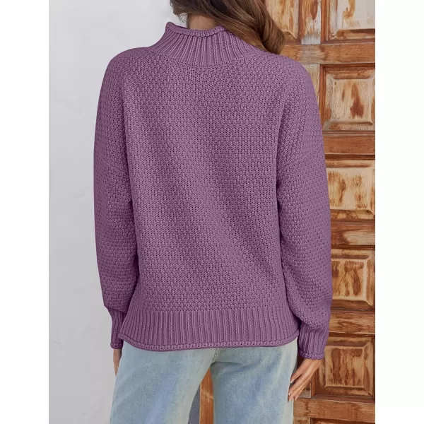 ZESICA Womens 2024 Turtleneck Batwing Sleeve Loose Oversized Chunky Knitted Pullover Sweater Jumper TopsPurple