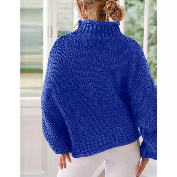 ZESICA Womens 2024 Turtleneck Batwing Sleeve Loose Oversized Chunky Knitted Pullover Sweater Jumper TopsRoyalblue