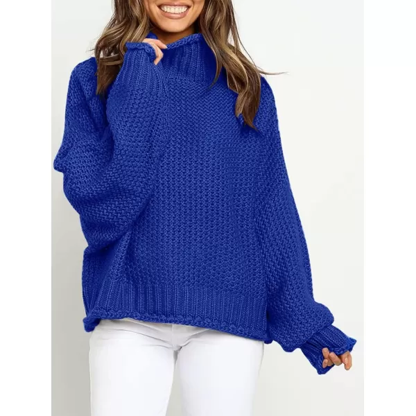 ZESICA Womens 2024 Turtleneck Batwing Sleeve Loose Oversized Chunky Knitted Pullover Sweater Jumper TopsRoyalblue