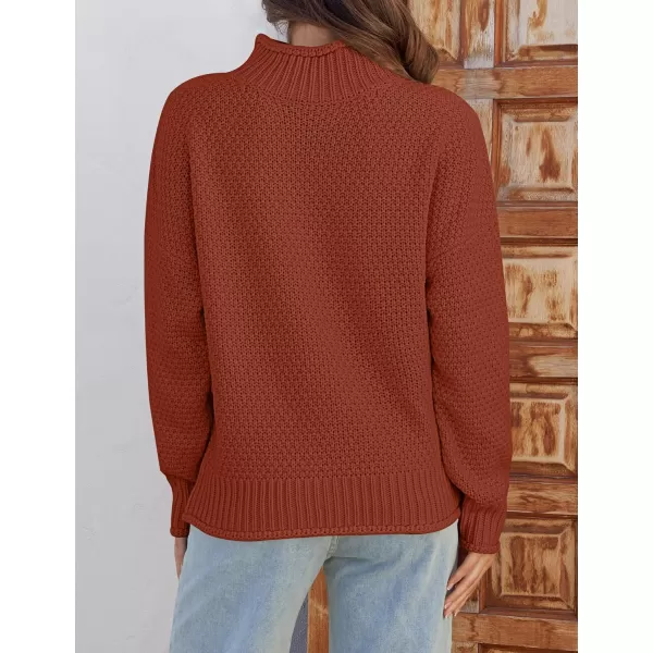 ZESICA Womens 2024 Turtleneck Batwing Sleeve Loose Oversized Chunky Knitted Pullover Sweater Jumper TopsRust