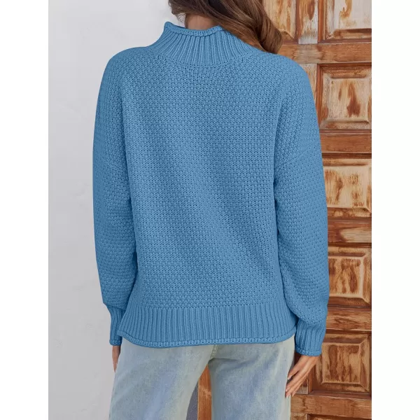 ZESICA Womens 2024 Turtleneck Batwing Sleeve Loose Oversized Chunky Knitted Pullover Sweater Jumper TopsSerenityblue