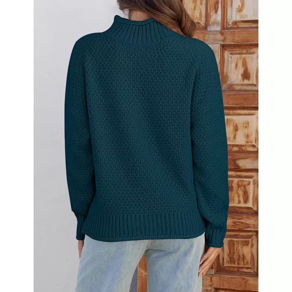 ZESICA Womens 2024 Turtleneck Batwing Sleeve Loose Oversized Chunky Knitted Pullover Sweater Jumper TopsTeal