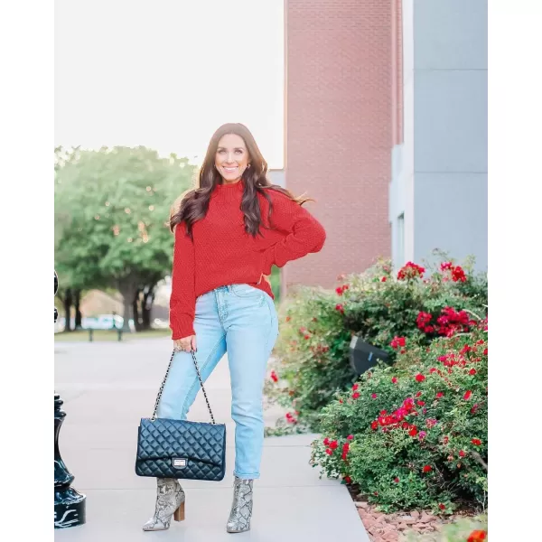 ZESICA Womens 2024 Turtleneck Batwing Sleeve Loose Oversized Chunky Knitted Pullover Sweater Jumper TopsWatermelon