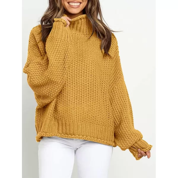ZESICA Womens 2024 Turtleneck Batwing Sleeve Loose Oversized Chunky Knitted Pullover Sweater Jumper TopsYellow