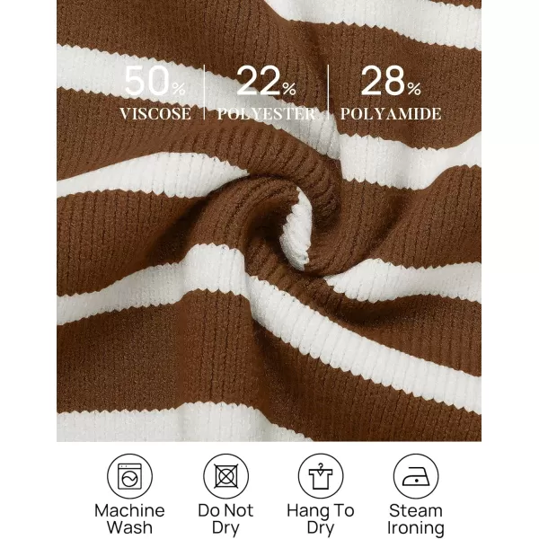 ZESICA Womens Winter Oversized Sweaters Long Sleeve Color Block Mock Neck Side Slit Comfy Loose Knitted Pullover TopsBrown