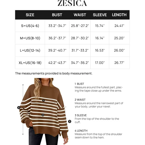 ZESICA Womens Winter Oversized Sweaters Long Sleeve Color Block Mock Neck Side Slit Comfy Loose Knitted Pullover TopsBrown