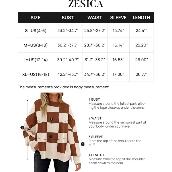 ZESICA Womens Winter Oversized Sweaters Long Sleeve Color Block Mock Neck Side Slit Comfy Loose Knitted Pullover TopsCaramel