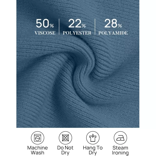 ZESICA Womens Winter Oversized Sweaters Long Sleeve Color Block Mock Neck Side Slit Comfy Loose Knitted Pullover TopsDusty Blue