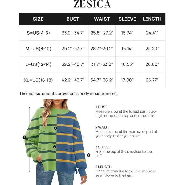 ZESICA Womens Winter Oversized Sweaters Long Sleeve Color Block Mock Neck Side Slit Comfy Loose Knitted Pullover TopsGrass Green