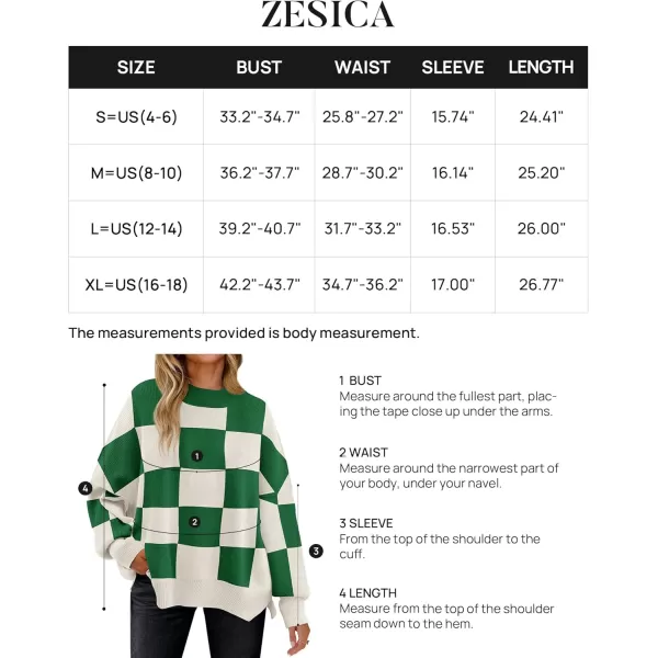 ZESICA Womens Winter Oversized Sweaters Long Sleeve Color Block Mock Neck Side Slit Comfy Loose Knitted Pullover TopsGreen