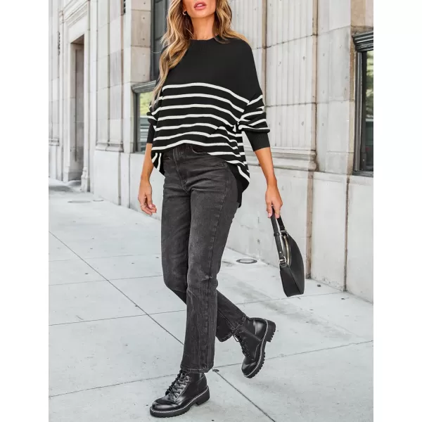 ZESICA Womens Winter Oversized Sweaters Long Sleeve Color Block Mock Neck Side Slit Comfy Loose Knitted Pullover TopsInk