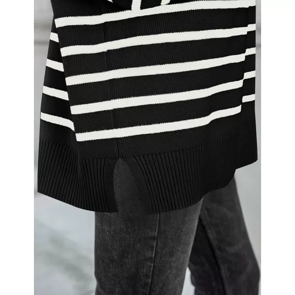 ZESICA Womens Winter Oversized Sweaters Long Sleeve Color Block Mock Neck Side Slit Comfy Loose Knitted Pullover TopsInk