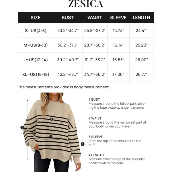 ZESICA Womens Winter Oversized Sweaters Long Sleeve Color Block Mock Neck Side Slit Comfy Loose Knitted Pullover TopsKhaki
