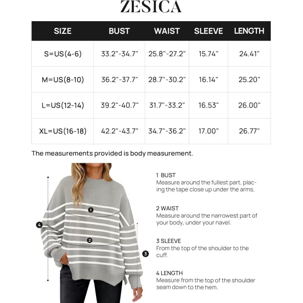ZESICA Womens Winter Oversized Sweaters Long Sleeve Color Block Mock Neck Side Slit Comfy Loose Knitted Pullover TopsLight Grey