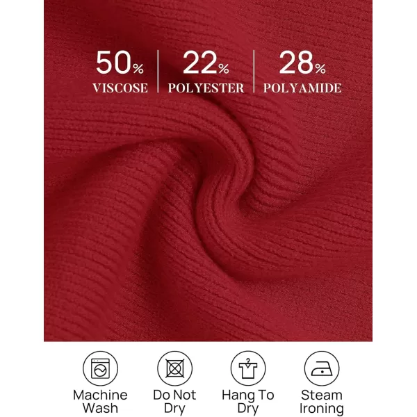 ZESICA Womens Winter Oversized Sweaters Long Sleeve Color Block Mock Neck Side Slit Comfy Loose Knitted Pullover TopsRed