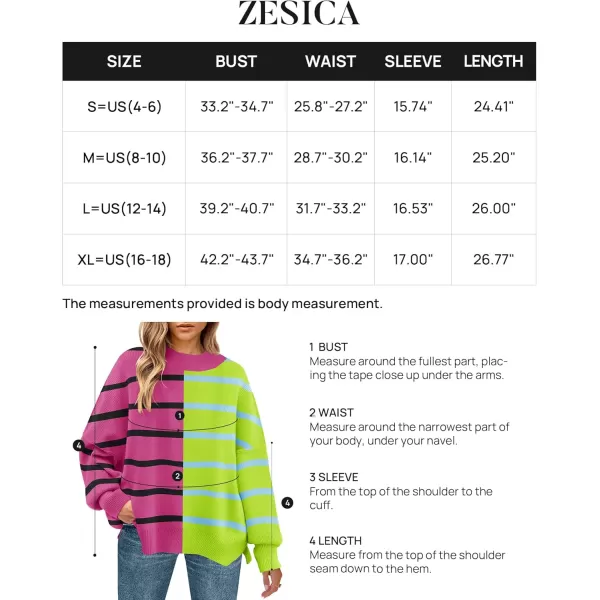 ZESICA Womens Winter Oversized Sweaters Long Sleeve Color Block Mock Neck Side Slit Comfy Loose Knitted Pullover TopsRose