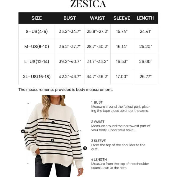 ZESICA Womens Winter Oversized Sweaters Long Sleeve Color Block Mock Neck Side Slit Comfy Loose Knitted Pullover TopsWhite