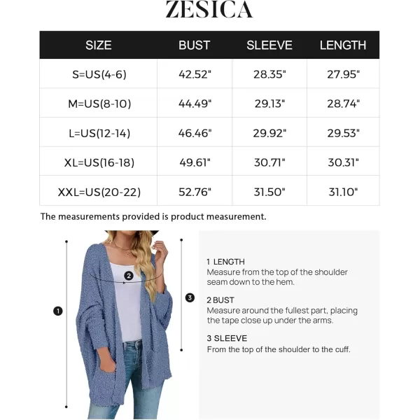 ZESICA Womens 2024 Fall Winter Popcorn Long Sleeve Open Front Chunky Knit Oversized Cardigan Sweater CoatDusty Blue