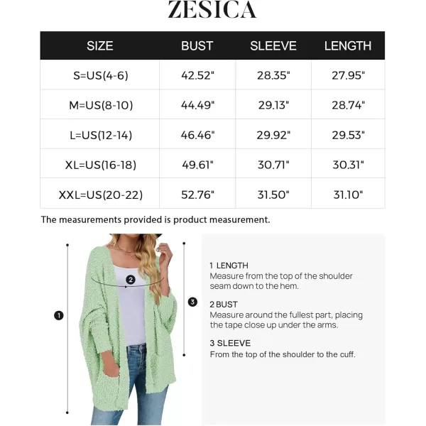 ZESICA Womens 2024 Fall Winter Popcorn Long Sleeve Open Front Chunky Knit Oversized Cardigan Sweater CoatLight Green
